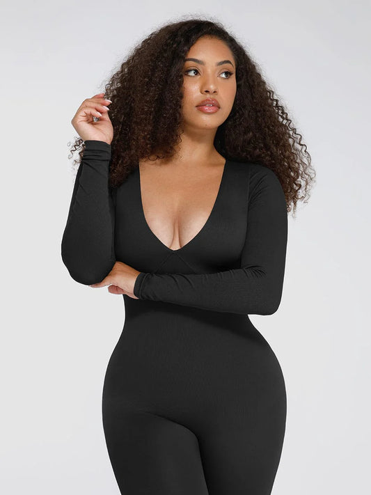 Tummy control V neck Jetset Catsuit