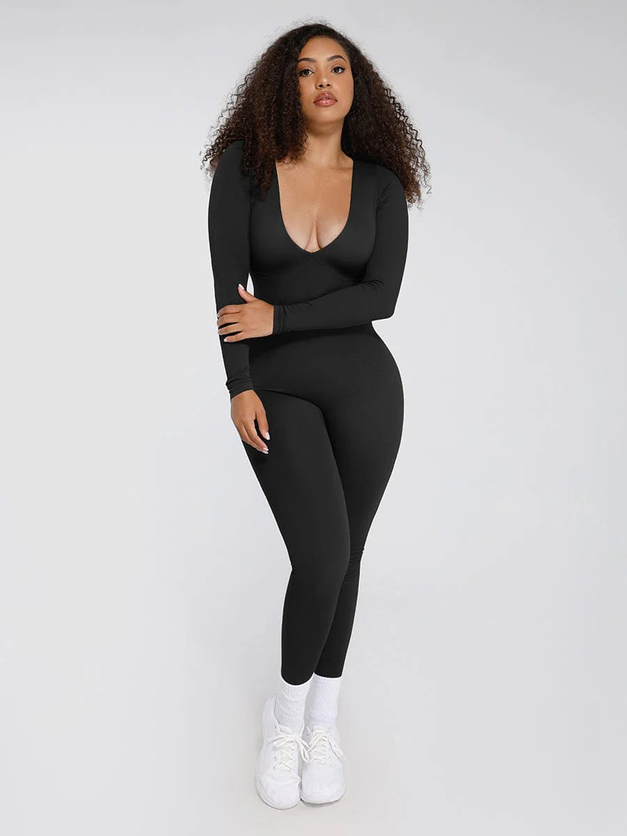 Tummy control V neck Jetset Catsuit