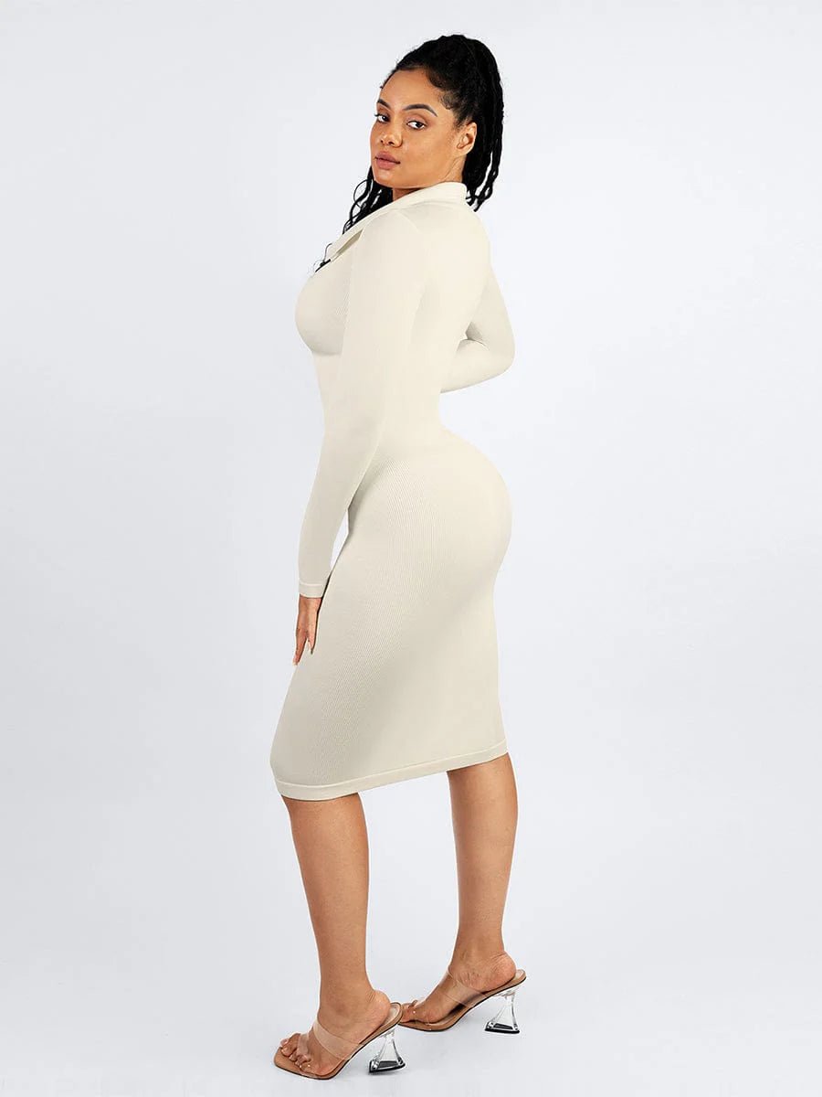 Waist Trimming  Long Sleeve Shirt Dress